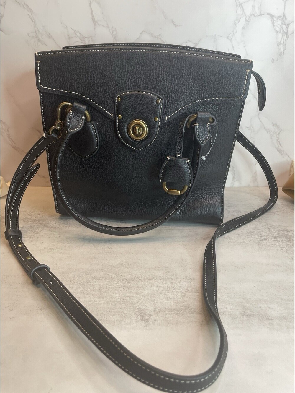NWT Ralph Lauren Black Leather Millbrook Satchel
